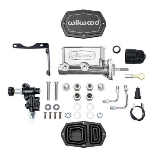 Wilwood Compact Tandem M/C Aluminum 1.00in Bore w/ Bracket/Valve/Push (Mopar) - Chrome P-coat