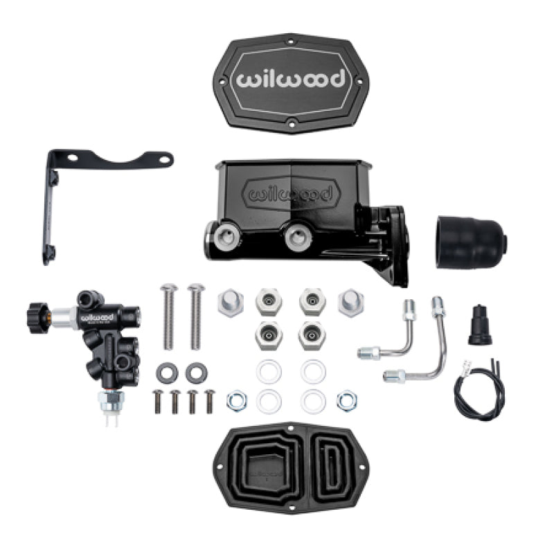 Wilwood MOPAR Compact Tandem M/C Kit w/ P-Valve 1.12in Bore - Black