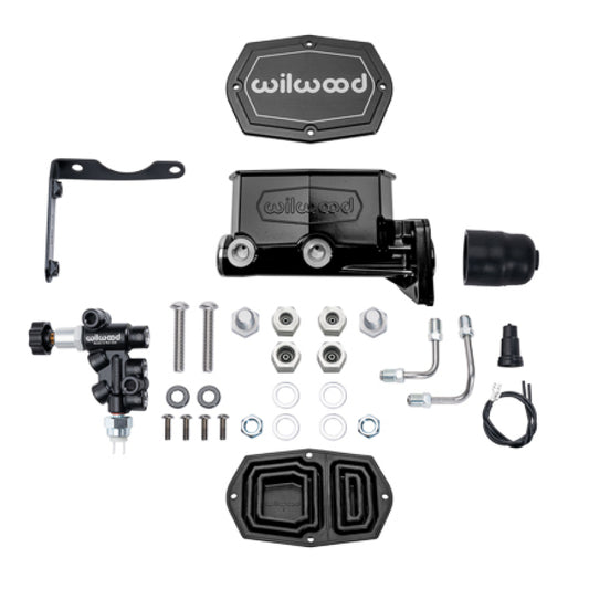 Wilwood MOPAR Compact Tandem M/C Kit w/ P-Valve 1.12in Bore - Black