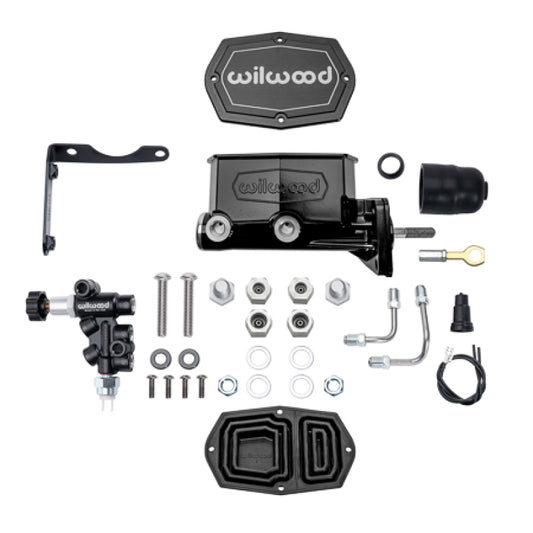 Wilwood MOPAR Compact Tandem M/C Kit w/ P-Valve & Pushrod 1in Bore - Black