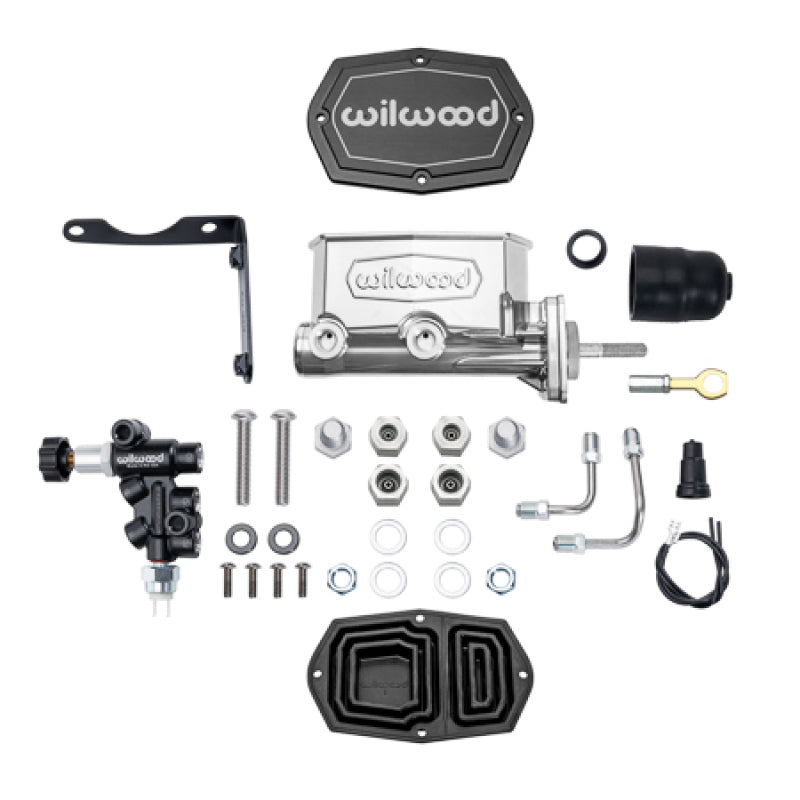 Wilwood Compact Tandem M/C Aluminum 1.00in Bore w/ Bracket/Valve/Push (Mopar) - Chrome P-coat