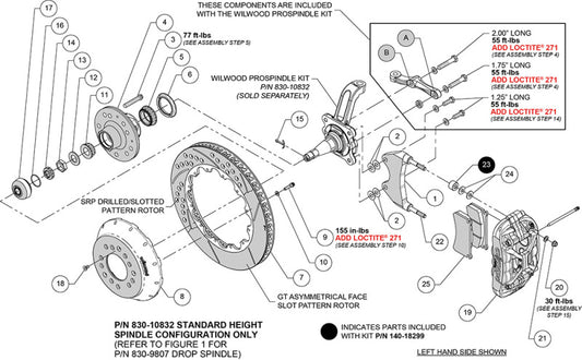 Wilwood kit front XRS6R wwe pro spindle 14.00 rotor SRP red