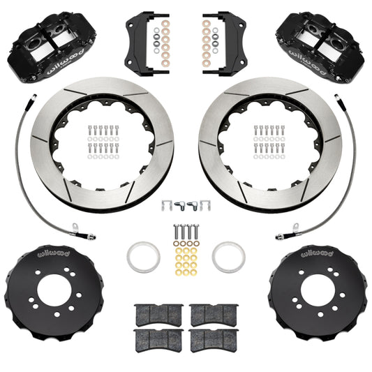 Wilwood 95-98 Nissan Skyline Superlite 6R Front BBK w/ 12.88in Slotted Rotors & Flexlines - Black
