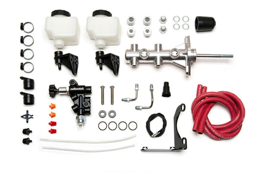 Wilwood kit M/C remote tandem 1.00 W/PUSHROD W/P-VALVE powdercoat chrome