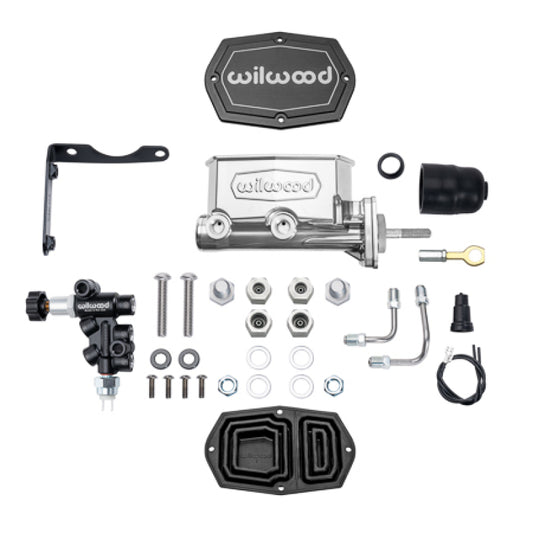 Wilwood MOPAR Compact Tandem M/C Kit w/ P-Valve & Pushrod 1in Bore - Chrome Powdercoat