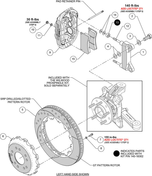 Wilwood kit front XRS6R wwe C10 alum pro spindle 13.06 rotor GT